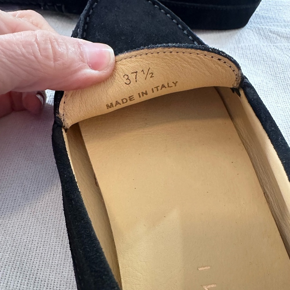 M Gemi Italy Women's Felize Moccasin Slip On Loafer Size 37.5 7 Black Suede Shoe - Picture 6 of 7